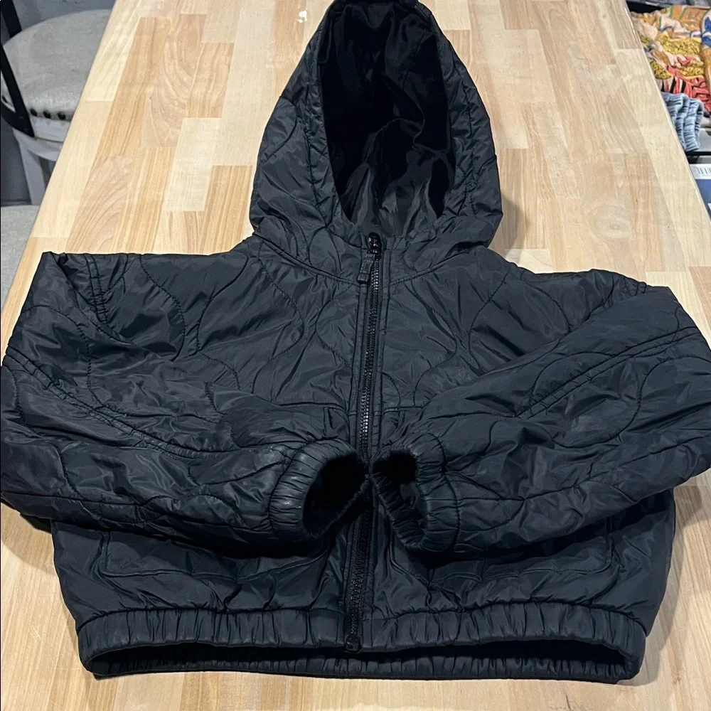Old Navy cropped‎ jacket Kids Black Hooded Jacket girls size medium 8